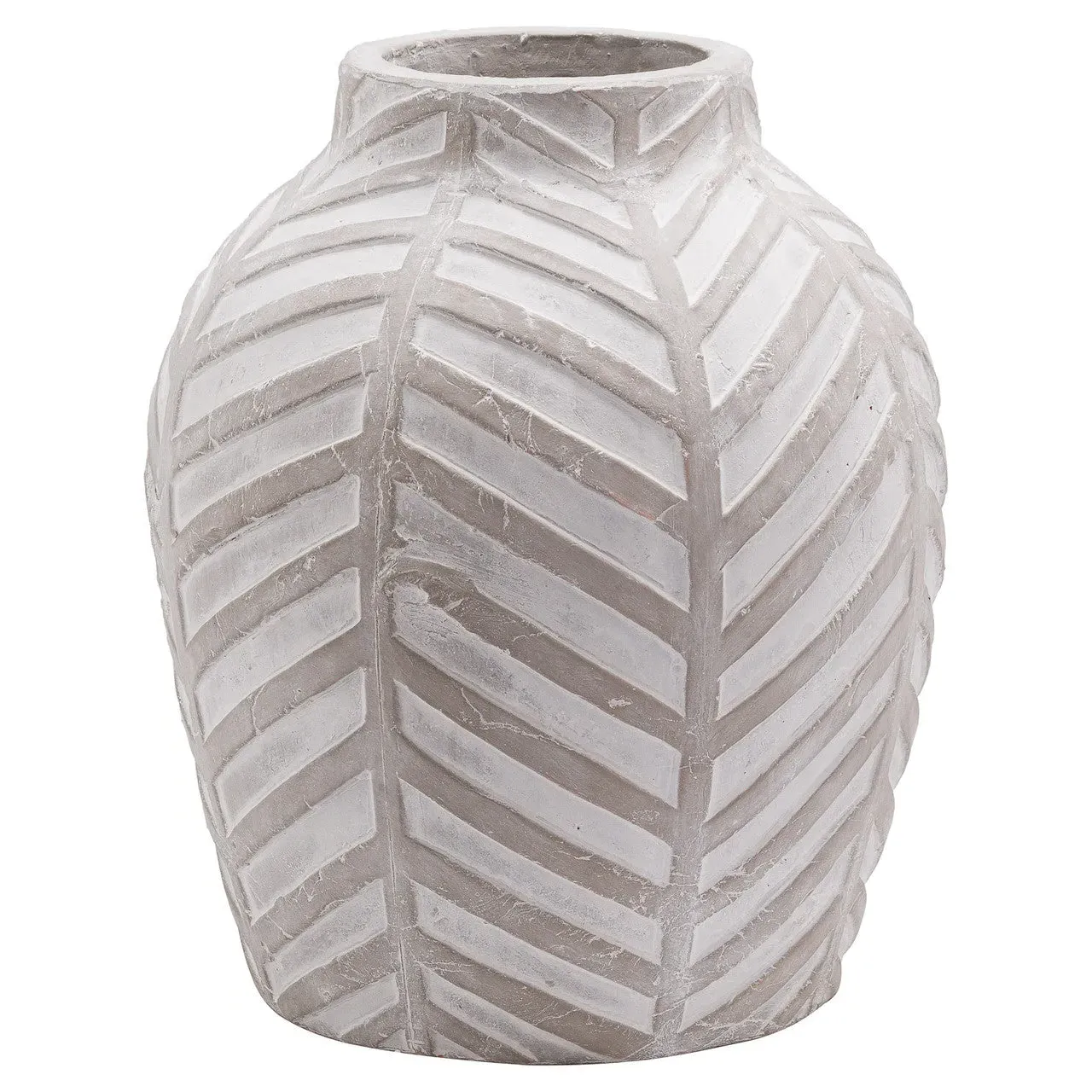 Chevron Pattern Vase - Stone, Stoneware