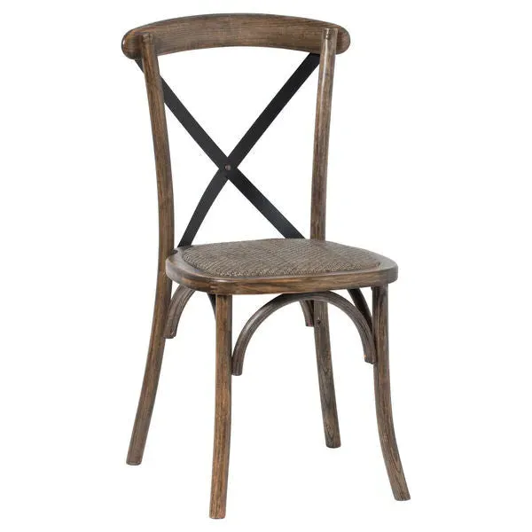 Cross Back Dining Chair - Brown, Oak image