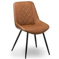 Dining Chair with Metal Frame - Tan, Faux Leather