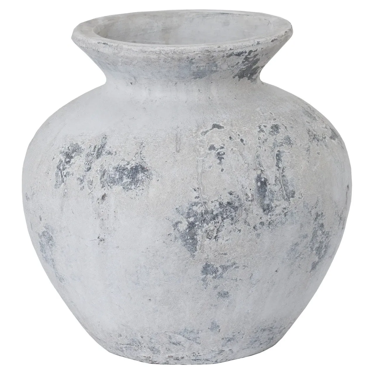 Large Handcrafted Vase - White, Stone