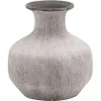 Squat Vase with Vertical Scoring - Stone