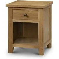 1-Drawer Bedside Cabinet - Oak, Solid Wood