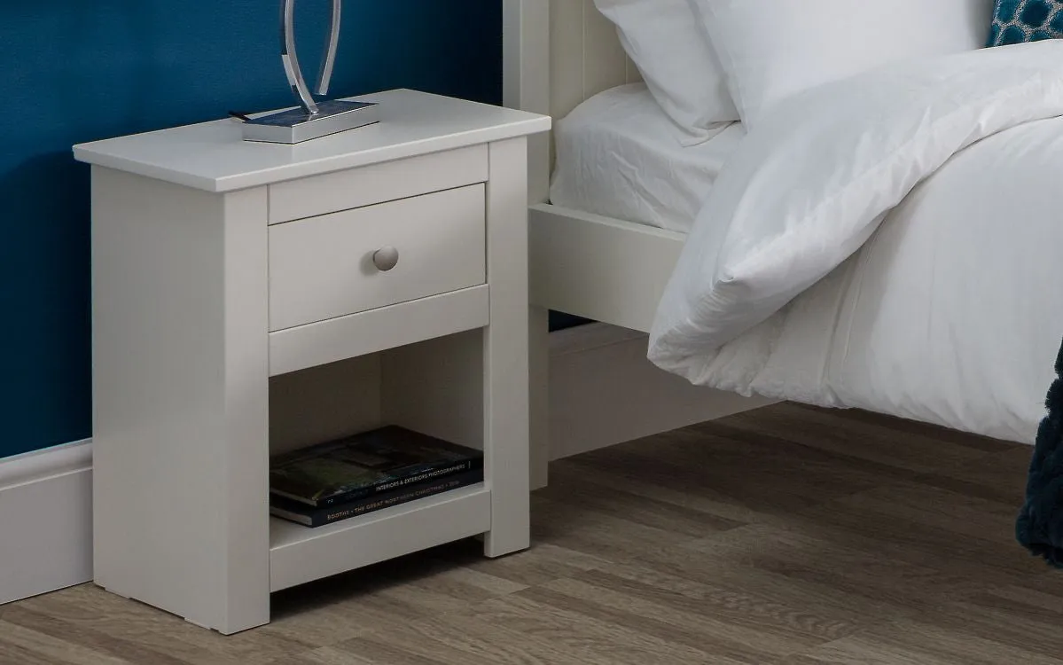 1-Drawer Bedside Cabinet - White, Pine image