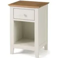 1 Drawer Bedside Table - Ivory, Oak