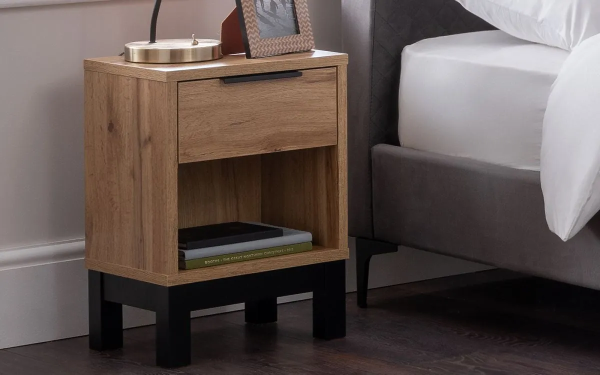 1-Drawer Bedside Table - Oak, MDF image