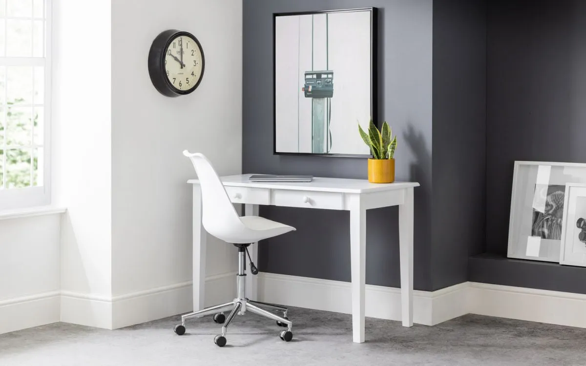 110cm Desk with 2 Drawers - White, Wood image
