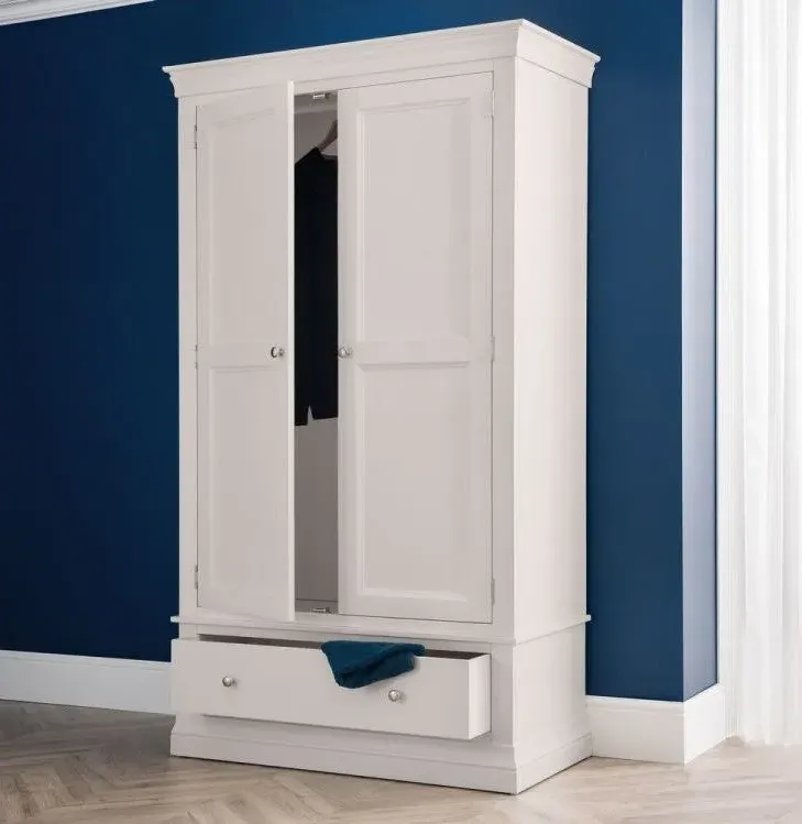 2 Door 1 Drawer Wardrobe - Light Grey, Pine