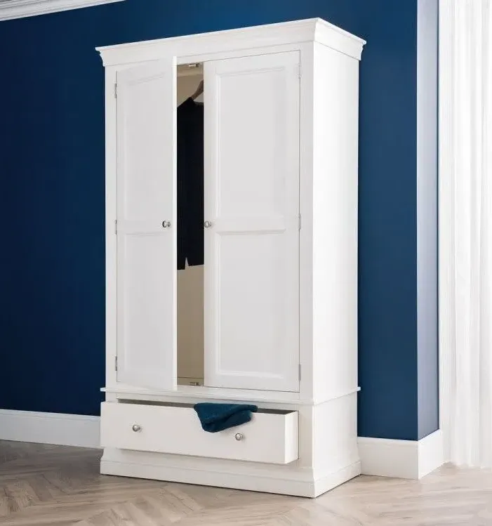 2 Door 1 Drawer Wardrobe - White, Pine & MDF