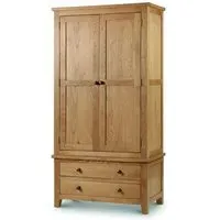 2-Door 2-Drawer Wardrobe - Waxed Oak