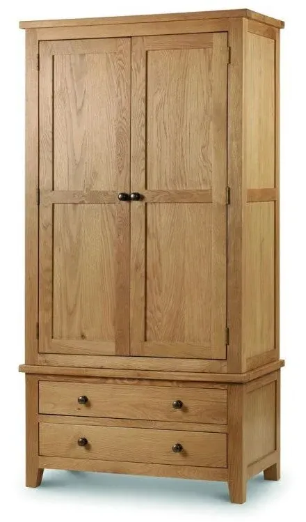 2-Door 2-Drawer Wardrobe - Waxed Oak