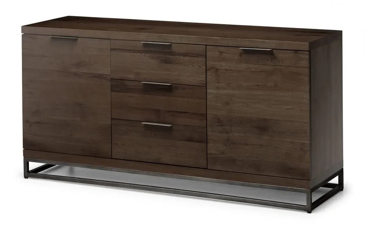 2 Door 3 Drawer Sideboard - Dark Oak, Solid Oak image
