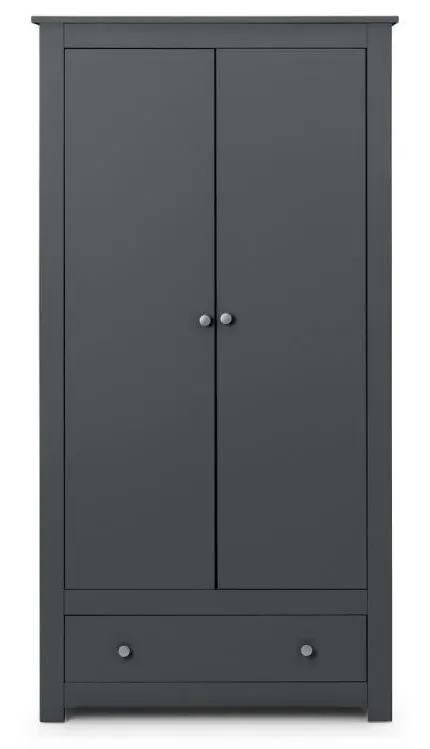 2-Door Combi Wardrobe with Drawer - Anthracite