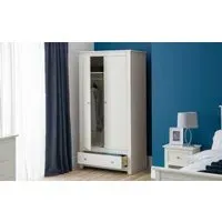 2-Door Combi Wardrobe with Drawer - White, Pine