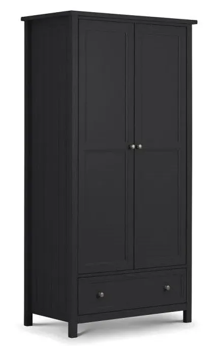 2-Door Wardrobe with Drawer - Anthracite, MDF