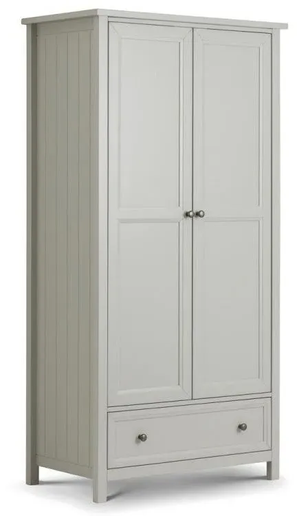 2-Door Wardrobe with Drawer - Grey, MDF