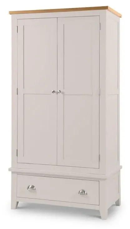 2-Door Wardrobe with Drawer - Grey, Oak