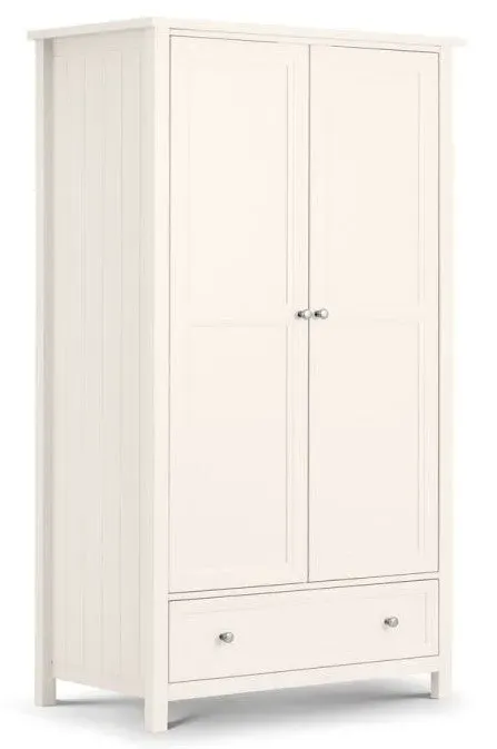 2-Door Wardrobe with Drawer - White, MDF image