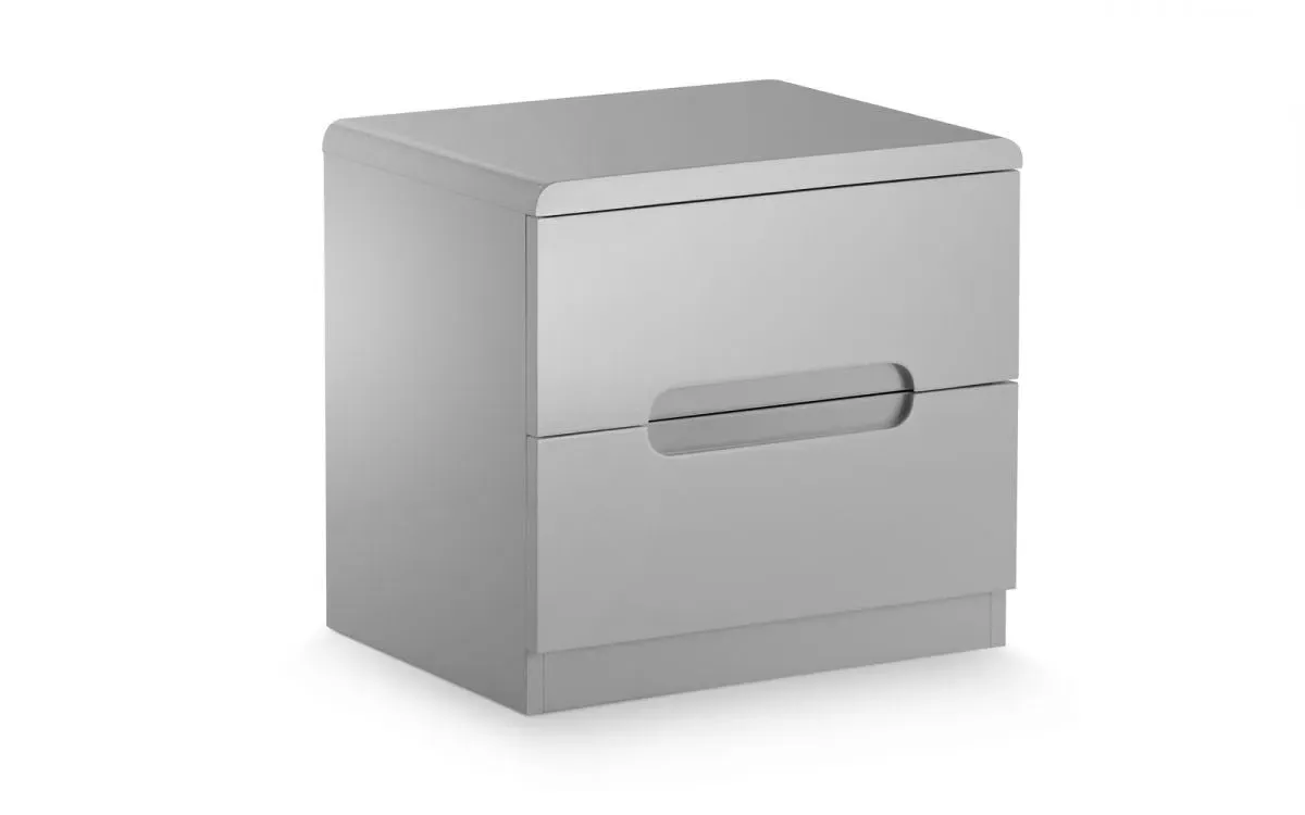 2 Drawer Bedside Cabinet - Grey, MDF