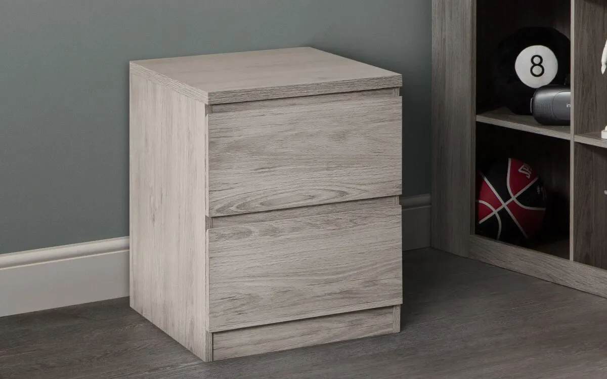 2-Drawer Bedside Cabinet - Grey, Oak Effect image