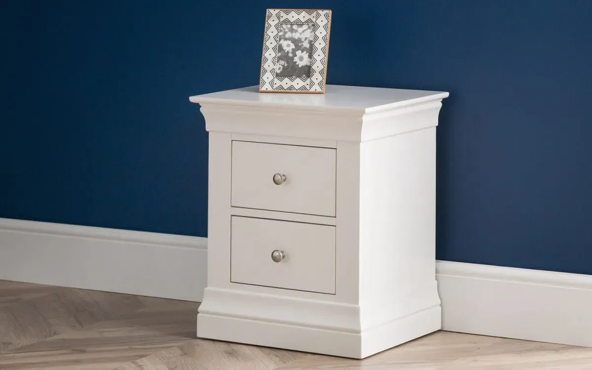 2 Drawer Bedside Cabinet - White, Pine & MDF image