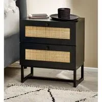2-Drawer Bedside Table - Black, Melamine