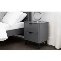 2-Drawer Bedside Table - Grey, MDF