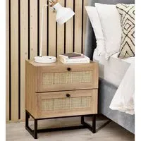 2-Drawer Bedside Table - Oak, Melamine