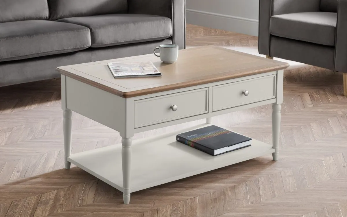 2 Drawer Coffee Table - Grey, Oak image