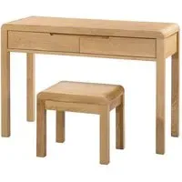 2 Drawer Dressing Table with Stool - Oak