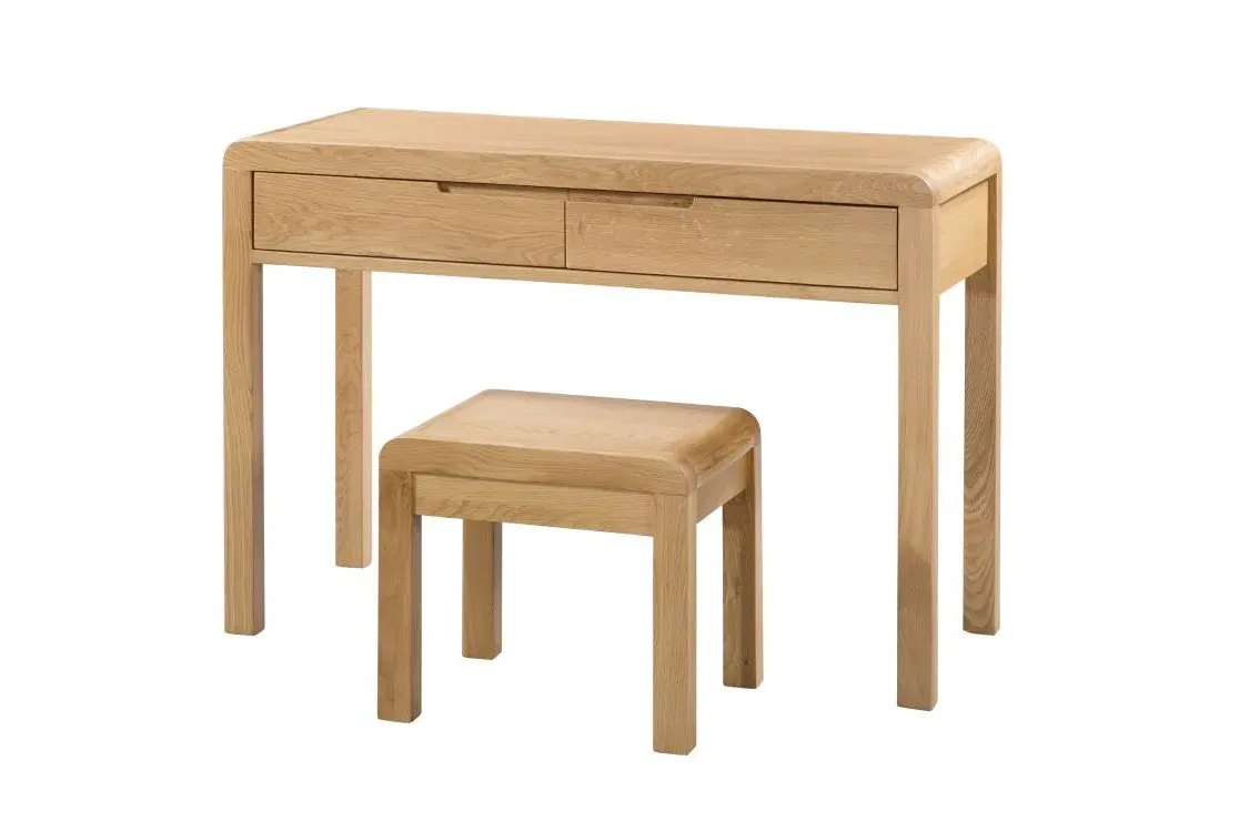2 Drawer Dressing Table with Stool - Oak image