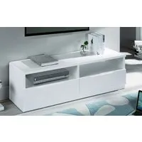 2-Drawer Media Unit - White, High Gloss MDF