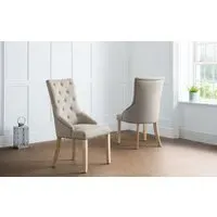2-Pack Button Back Dining Chairs - Oatmeal, Linen
