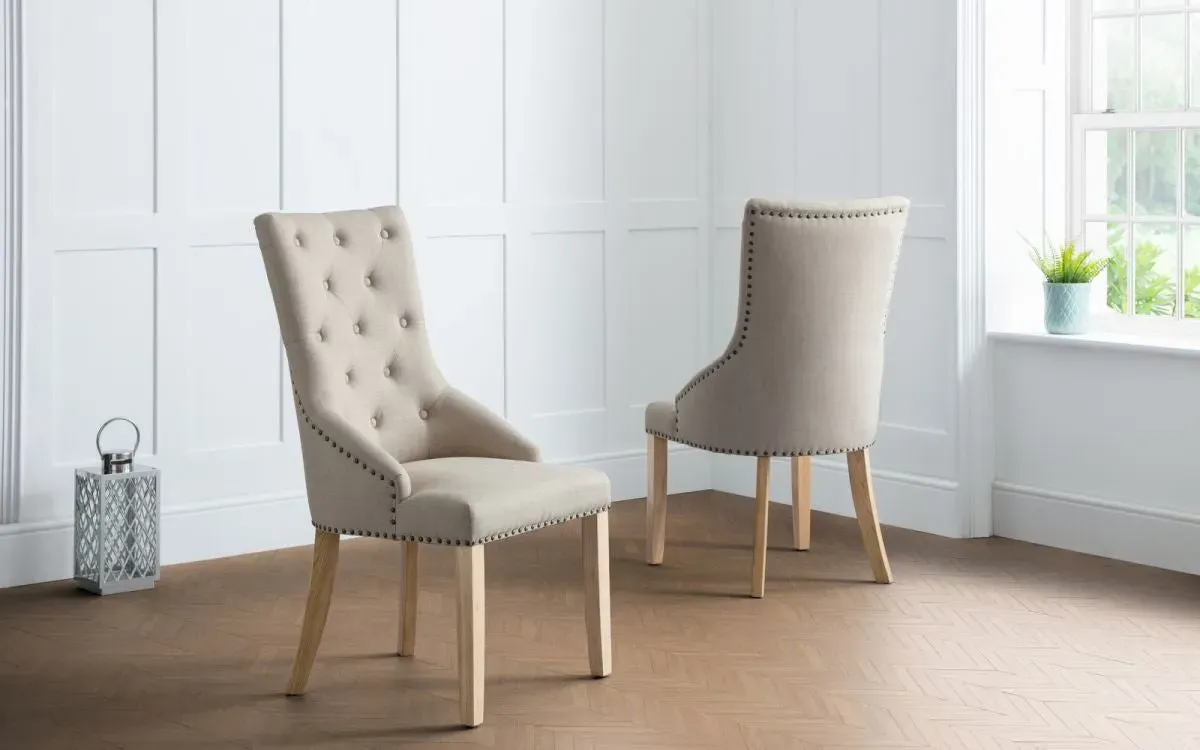 2-Pack Button Back Dining Chairs - Oatmeal, Linen image