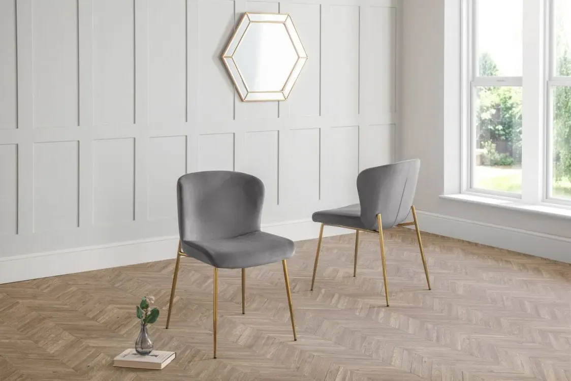 2-Pack Dining Chair Set - Grey, Velvet