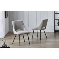 2-Pack Dining Chairs - Grey, Boucle
