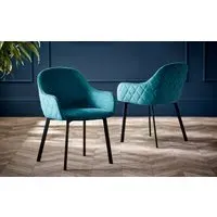 2-Pack Dining Chairs - Teal, Velvet