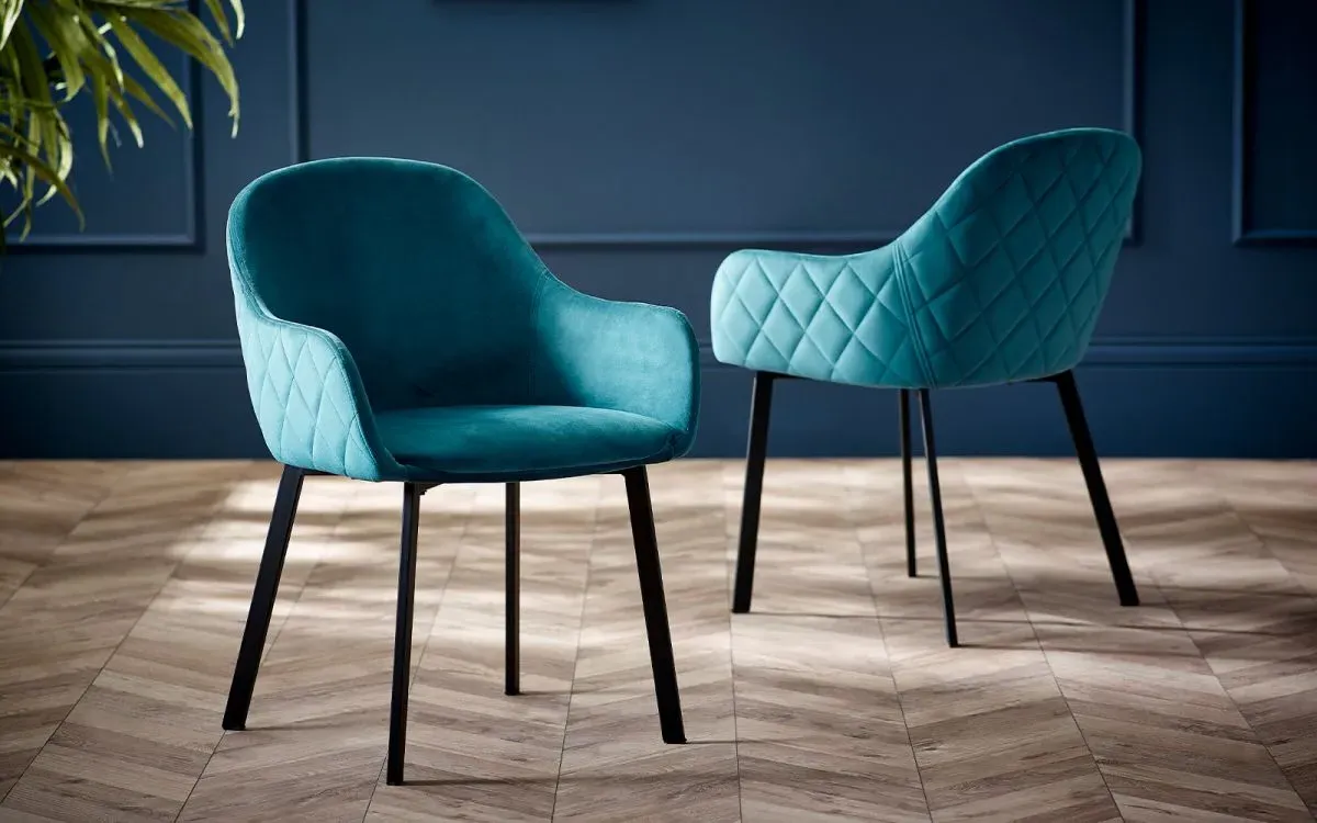 2-Pack Dining Chairs - Teal, Velvet image