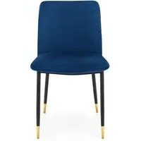 2-Pack Dining Chairs with Brass Tips - Blue, Velvet