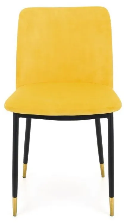 2-Pack Dining Chairs with Brass Tips - Mustard, Velvet