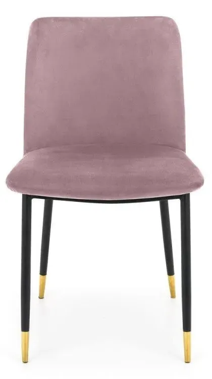 2-Pack Dining Chairs with Brass Tips - Pink, Velvet
