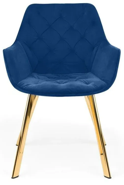 2-Pack Dining Chairs with Deep Buttoning - Blue, Velvet