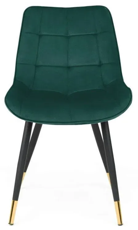2-Pack Dining Chairs with Gold Tips - Green, Velvet image