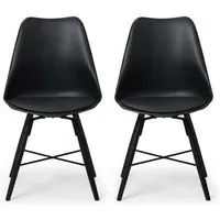 2-Pack Dining Chairs with Padded Seat - Black, PU