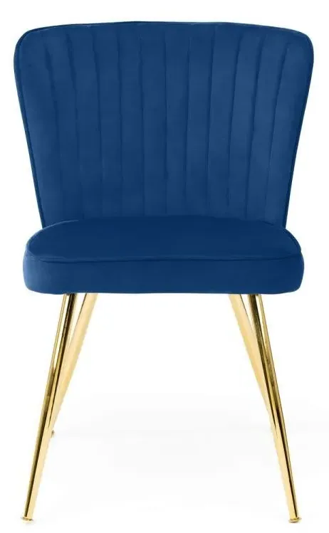 2-Pack Dining Chairs with Scalloped Back - Blue, Velvet