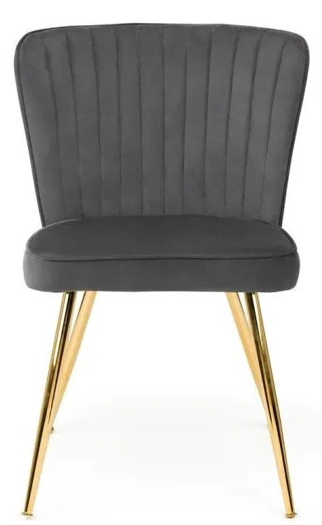 2-Pack Dining Chairs with Scalloped Back - Grey, Velvet image