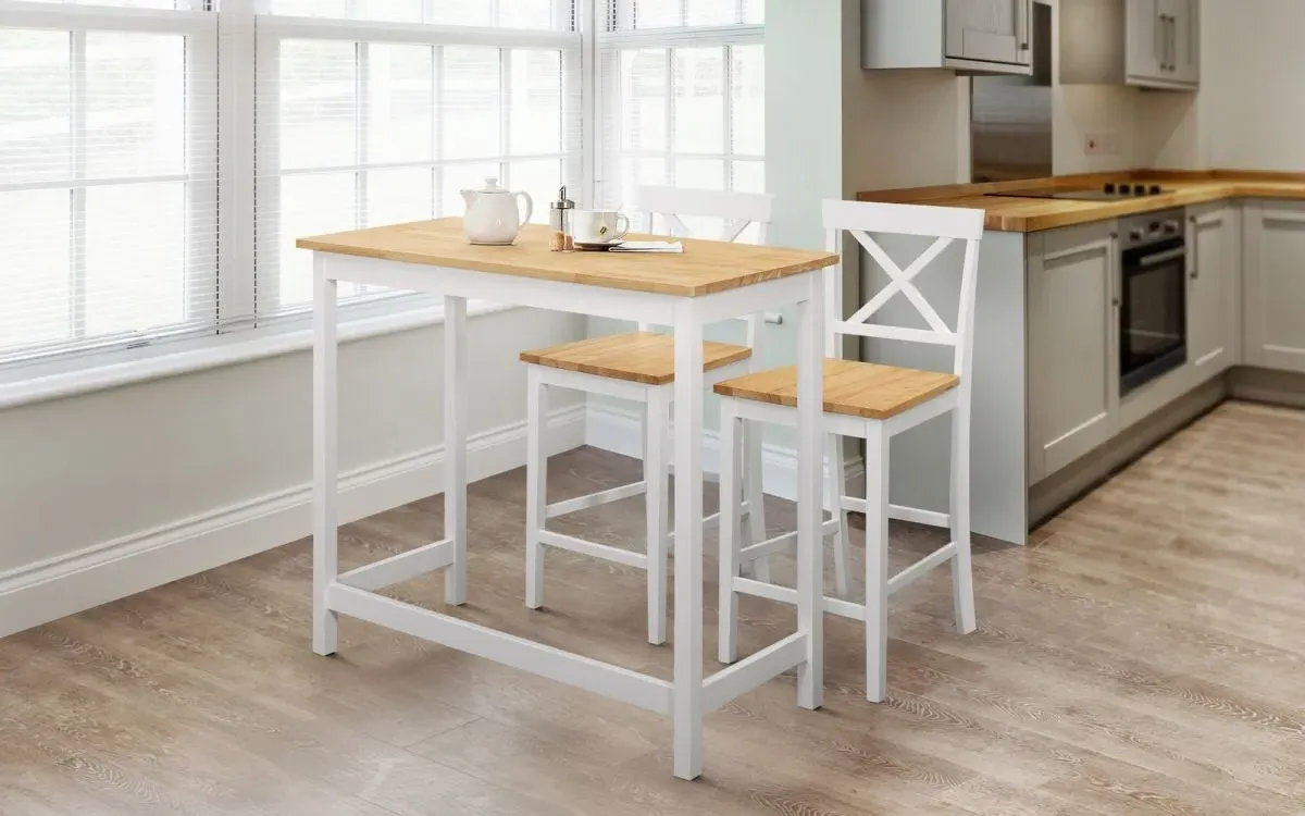 2-Seat Bar Set with Cross Back Stools - Ivory