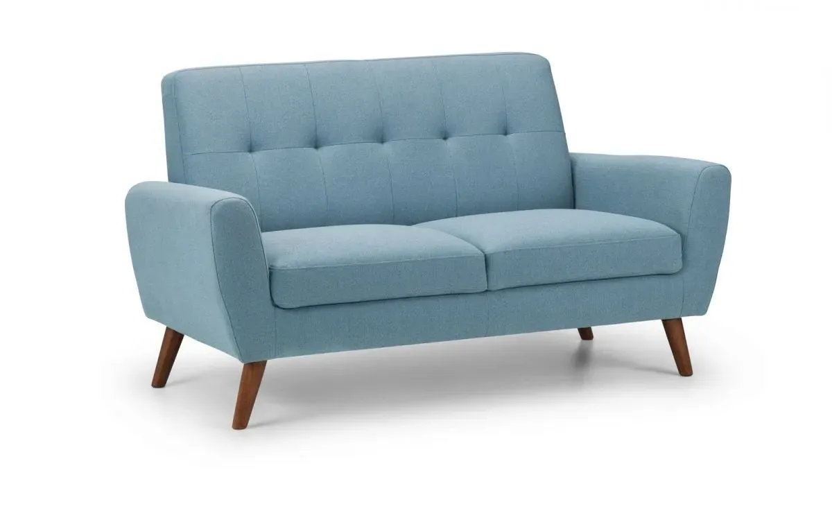 2-Seater Sofa Compact Retro - Blue, Fabric image