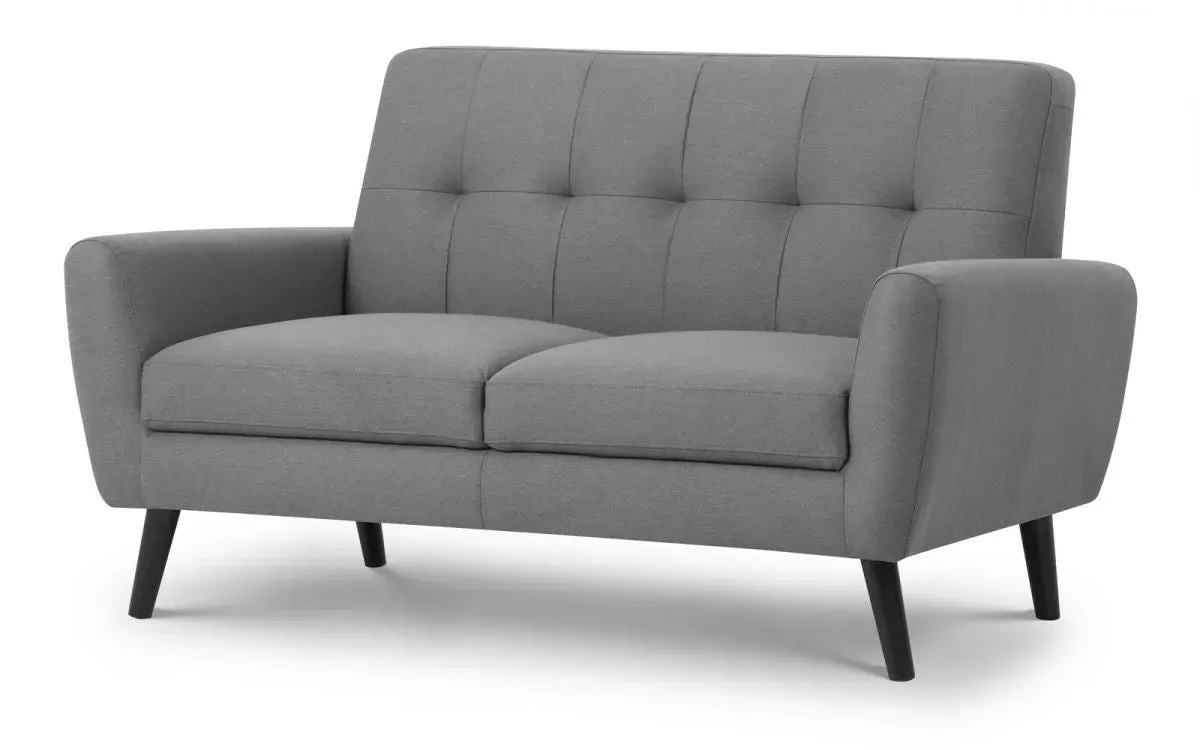 2-Seater Sofa Compact Retro - Grey, Fabric