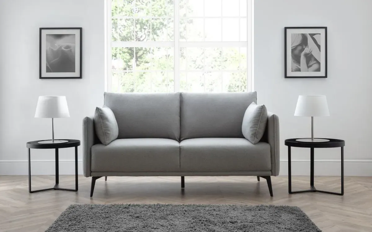 2-Seater Sofa with Metal Legs - Platinum, Fabric