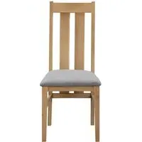 2x Dining Chairs with Upholstered Seats - Oak